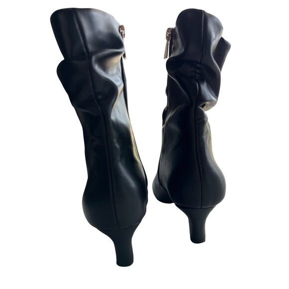 Jessica Simpson Vianne Black Slouchy Boots Faux Leather Kitten Heel Ankle 6.5 - Picture 5 of 7